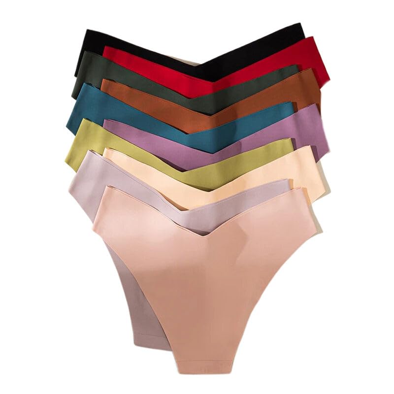 Culotte String Femme - 10 Pièces/Ensemble Slips pour Femmes sans Couture sous-Vêtements Tendances Lingerie Sexy Respirant Taille Basse Élégant Décontracté Couleur Unie, S