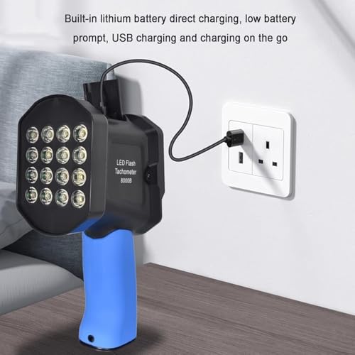 Estroboscopio digital, luz estroboscópica LED de mano, 16 cuentas de lámpara, rango de 60-99999 FPM, precisión del 0,001% para ventiladores, motores, neumáticos