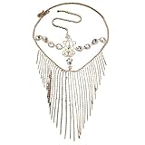 CNYUON Máscaras de velo con borlas diamantes imitación, cara completa, cadenas for mujer, máscara Facial, mascarada, fiesta baile, actuación, accesorios faciales sexys Flexible(Style06)