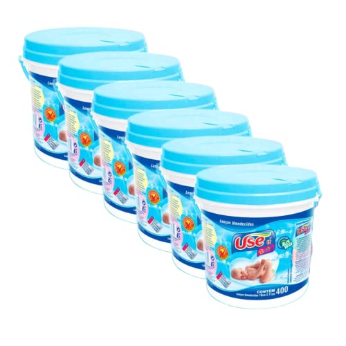 Kit com 6 Balde Lenços Umedecidos Use It 400 uni Azul Revenda Atacado
