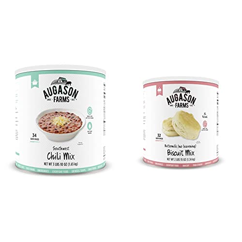 Augason Farms Southwest Chili Mix Net Wt. 3 Lbs 10 Oz (1.65 Kg) & Buttermilk (No Leavening) Biscuit Mix 2 Lbs 15 Oz No. 10 Can, 5-80410 #TOP5