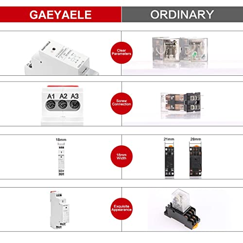 Gaeyaele Intermediate Relay Auxiliary Relay 16A 1Spdt Relays Din Rail Switch Relay(Gr8-116,Ac/Dc 12V) #TOP6