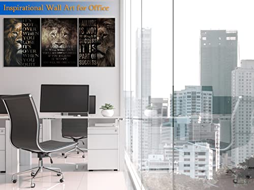Lanifant 3 Piece Motivational Wall Art Inspirational Posters Positive Quotes Wall Decor Office Wall Art Lion Pictures Wall Decor Positive Affirmations Wall Decor For Home Office Decor (12''Wx16''Hx3) #TOP3