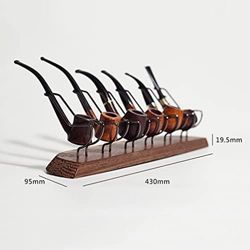Wooden Tobacco Pipe Stand Rack Display Holder for 6 Smoking Pipes Handmade, Great Gift for Men, Gold (Black)