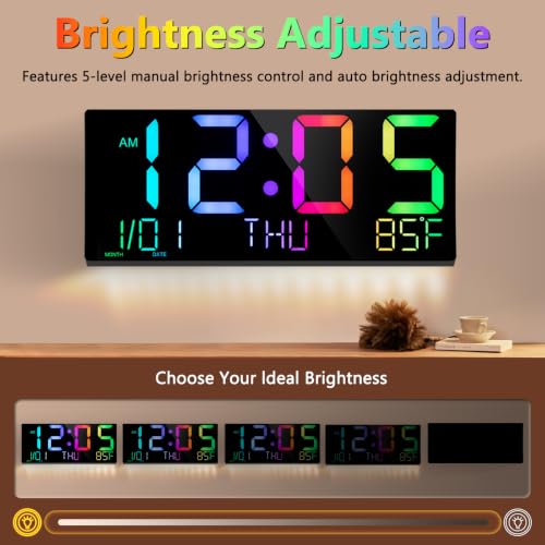 16" Large Digital Wall Clock: 11 RGB Color LED Display with Remote Control - Image 5