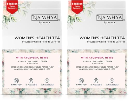 Image of NAMHYA Women's Health Tea | Ayurvedic PCOS Infusion | Herbal Blend with Shatavari & Ashoka | Hormonal Balance Support | Menstrual Cycle Wellness | Natural Green Tea | 100g (Pack of 2)