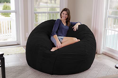 Chill Sacks Bean Bag Chair: Giant 7' Memory Foam Furniture Bean Bag - Big Sofa With Soft Micro Fiber Cover - Black Micro Suede #TOP2