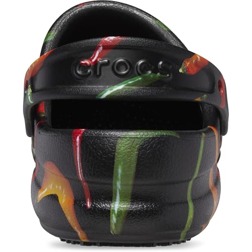 Image of Crocs Unisex-Adult Bistro Graphic Clogs, Slip Resistant Work Shoes, Pepper /Black, 8 Men /10 Women