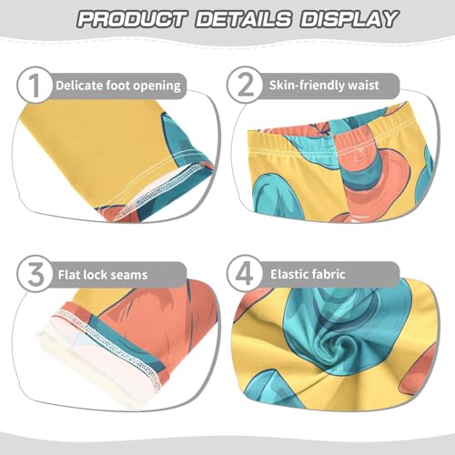 Bolaz Toddler Girls Leggings Printed Yoga Pants Leggings Blue Yellow Hat for Kids3