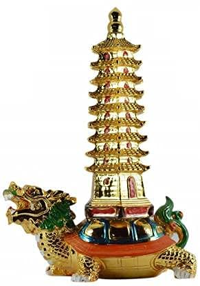 Purvik Feng Shui Vastu Collection Education/Tower on a Chinese Dragon Turtle/Tortoise for Academic Success for Home & Child's Study Table Decorative Showpiece