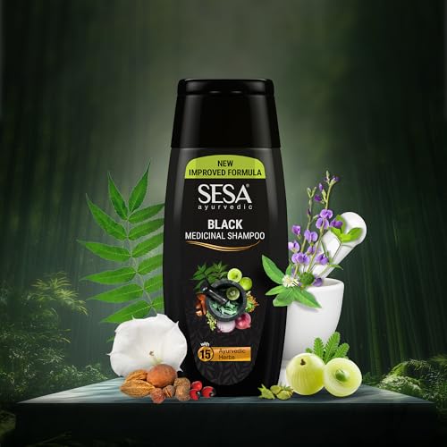 Image of Sesa Ayurvedic Medicinal Shampoo Hairfall Control Anti Dandruff Shampoo Infused with 15 Ayurvedic Herbs Smooth & Shiny Hair For Men & Women (200 ml)