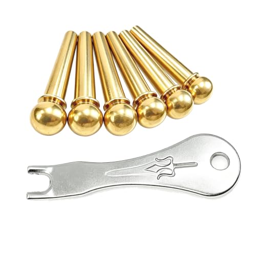 Amadget Guitar Bridge Pins 6pcs Brass Endpin for Guitar