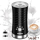 SEEDEEM Milk Frother, 5 in 1 Electric Milk Frother and steamer, Automatic Hot And Cold Foam Maker with 2 Whisks for Coffee, Latte, Cappuccino, Hot Chocolate, Black
