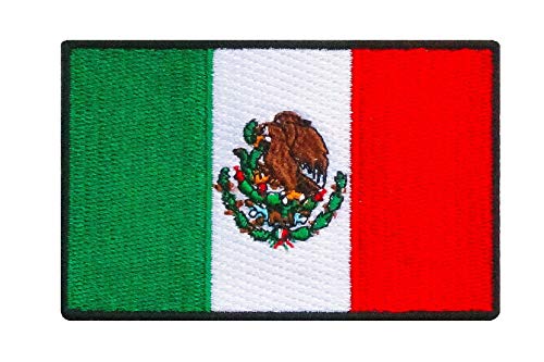 Graphic Dust 3.2X2 Inches Mexico Flag Embroidered Iron On Patch Applique Mexican Flag Costume Uniform Diy Jean Jacket Logo Sign National Emblem #TOP12