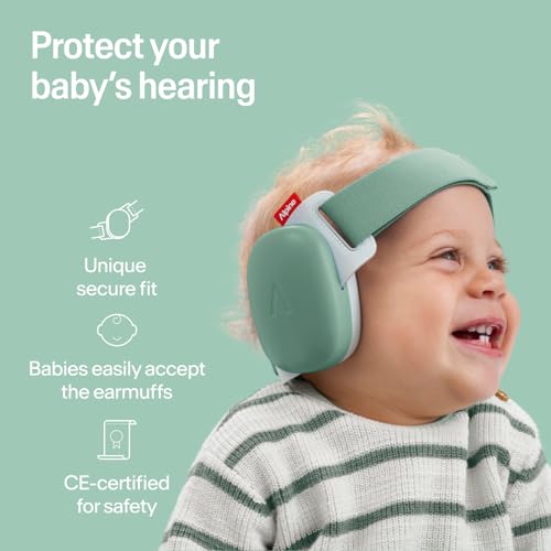 Image of Alpine Muffy Baby Comfort - Protects Hearing for Babies and Toddlers - CE & ANSI Certified - Headband for Safe fit & Comfort - Adjustable for Ages 3-48 Months - 24dB Sound Reduction, Green