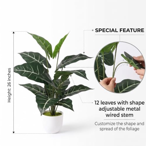 Image of Dekorly Fake Plants Artificial Floor Plants Large Tropical Palm Tree Tall Monstera in Pot for Indoor Outdoor Home. (Mask Plant | White Pot, Pack of 1)