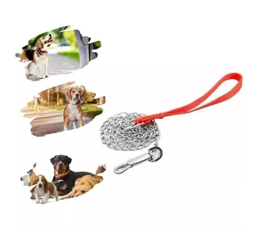 Corrente Guia para Cães Premium em Aço Inoxidável 1,2m com Alça Ergonômica e Confortável, para cães