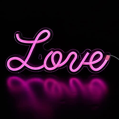 Image of 5V White Love LED Neon Sign Christmas Wedding Party Decoration Wall Lamp USB Powered Children Bedroom Night Light (NEW LOVE PINK)