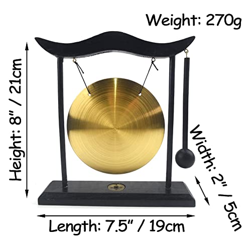 Uenede Brass Desktop Gong Feng Shui Zen Art Chinese Style Clear Sound Fortune Table Collectible Figurines