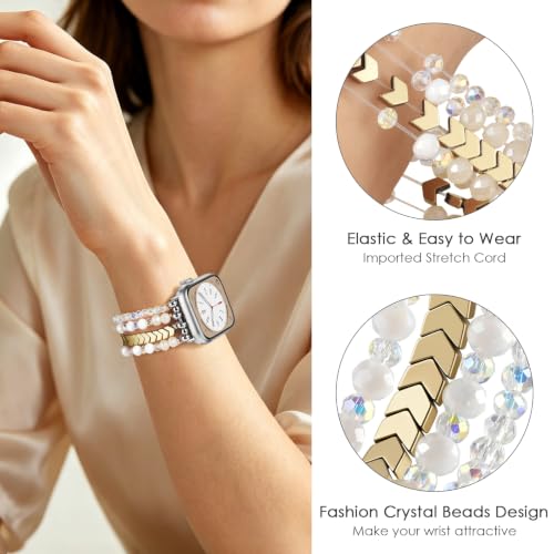 Image of MOFREE Beaded Apple Watch Band for Women 38 /40 /41 /42mm Elastic Strap