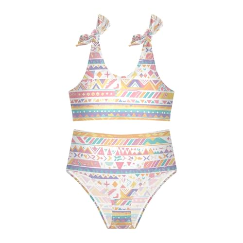 KLL Traditional Tribal Aztec Girls Two Piece Bikini Set Quick-Dry Bathing Suit Swimming Suits Adjustable Shoulder Strap3