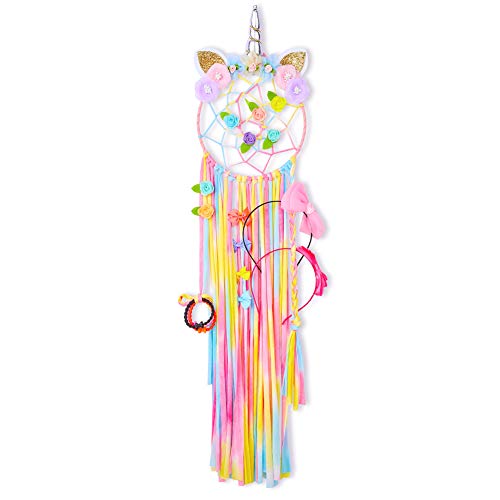 FIOBEE Unicorn Hair Bow Holder Organizer Unicorn Hair Clips Storage Headband Holder Bow Hanger Home Décor Wall Hanging for Girls Room