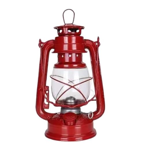 Muzrunq Lampe à Huile rétro à Lampe de kérosène Vintage des Lampes d'ouragan suspendues Lanterne de Tente d'huile pour Le Camping Rouge