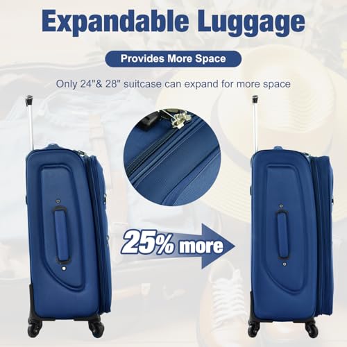 Softside Luggage Expandable 3 Piece Set: Spinner Wheel Suitcases & Duffel Bag Travel Set2
