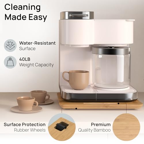 Ibyx Elegant Sliding Tray for Your Coffee Maker & Heavy Kitchen Appliances - Sturdy, Slides Easily from Under The Cabinet - Rolling Appliance Tray for Countertop with Wheels (12"X16")