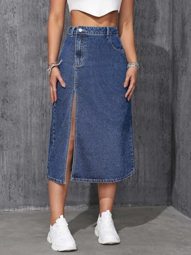 Image of GRECIILOOKS Denim Skirt for Women | Long Skirt for Women | Skirt for Women | Denim Skirt for Women Long | Pencil Skirt for Women