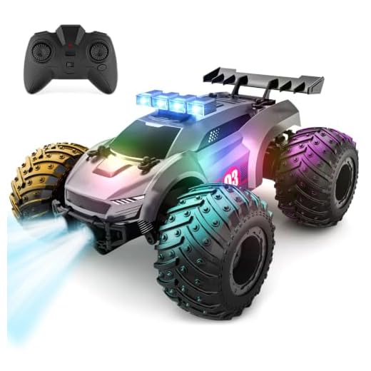 EpochAir Remote Control Car - 2.4GHz High Speed , Offroad Hobby Rc Racing Car with Colorful Led Lights and Rechargeable Battery,Electric Toy Car Gift for 3 4 5 6 7 8 Year Old Boys Girls Kids