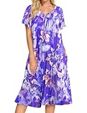 House Dresses for Elderly Womens Batas De Casa De Algodon para Anciana Lounge Dresses (Purple,s)