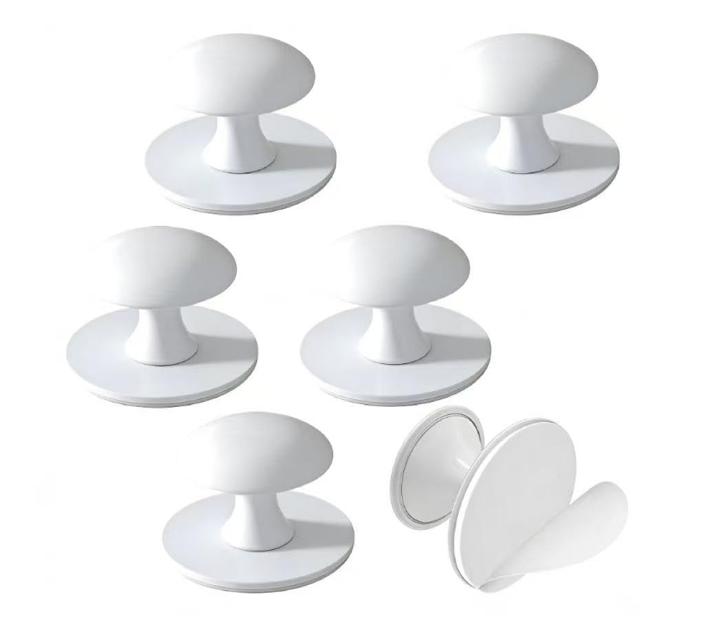 6 Pezzi Bianco Pomelli per Mobili Adesivi, Eleganti Pomelli per Cassetti, Antichi Manici per Armadi da Cucina, Rotondi, per Armadio, Cassetti, Armadi, Mobili, Mobili