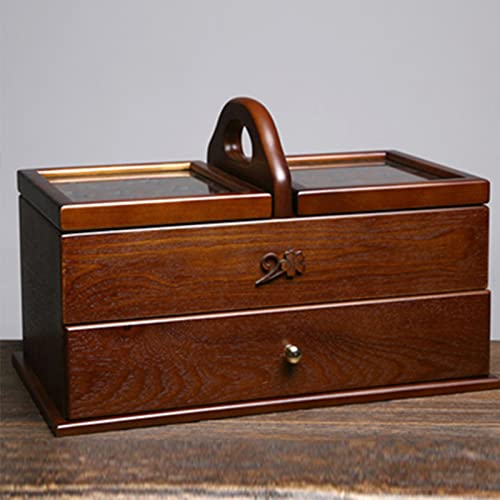 Boîte à couture en bois vintage pour organiser votre atelier créatif