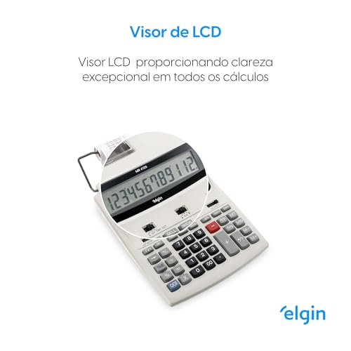 Calculadora de Mesa 12 dígitos Elgin Calendário Relógio e Impressão de Data Gelo - Imagem 3