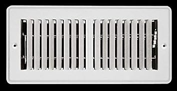 2" X 14" Mobile Home RV Floor Register Vent Grille with Back Dampers - Fixed Blades - 2 Way Deflection - White