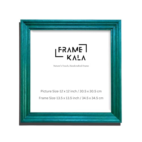 Image of Handmade Wooden Rectangular Photo Frame, 12 x 12 inch Display for Artworks, Pictures and Photos of Your Loved Ones, Best for Home, Office, Wall Decor, Living Room, Bedroom, Blue Wave