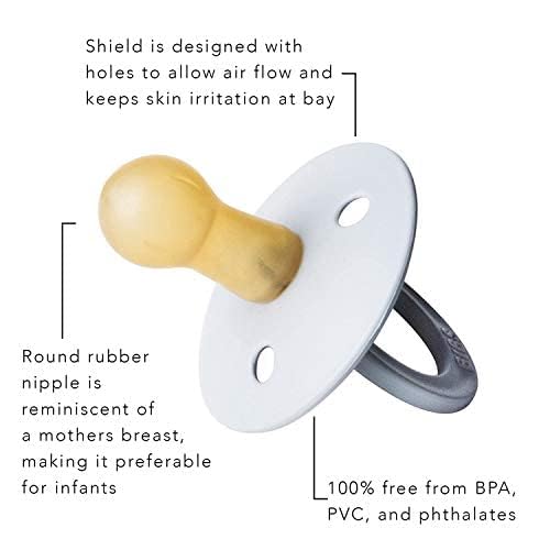 Image of BIBS Pacifiers Colour Collection | Natural Rubber Baby Pacifier | Set of 2 BPA-Free Soothers | Made in Denmark | 6+ Months (Pack of 2) | Sage Night