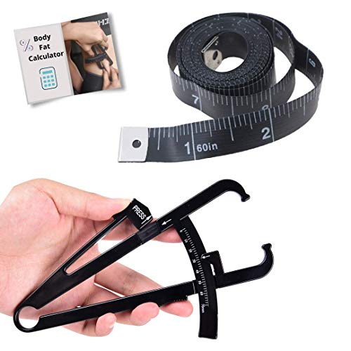 Set Medidor de Grasa Corporal (3 EN 1) - Pinza Plicómetro Calibrador Pliegues + Cinta Métrica + Manual de Uso y Formulario - Calcular Grasa Corporal, Diámetro Óseo y Muscular