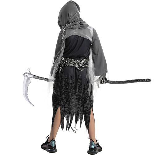Disfraz Infantil Unisex Grim Reaper Ojos Rojos Luminosos miniatura 6