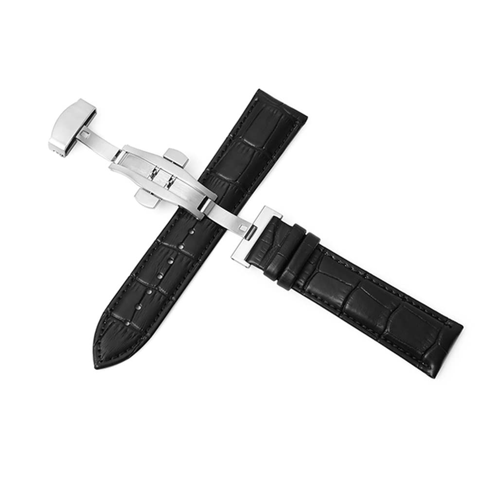 Bracelets de Montre en Cuir Montre Universelle Boucle Bande Bracelet en Acier Montre (C, 15 mm)