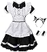 Costume de soubrette française pour femme avec tablier - 5 pièces - Déguisement - Oreilles de chat - Pour Halloween - Blanc - Taille XL