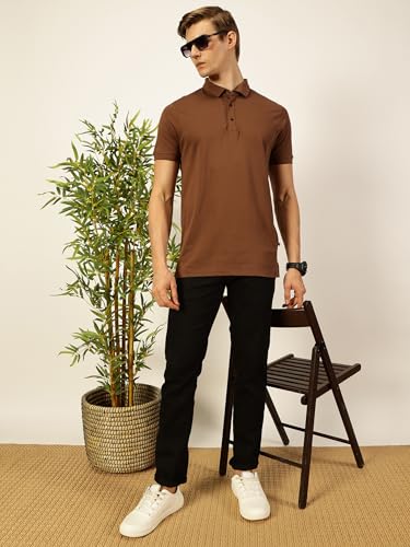 Image of Thomas Scott Men's | Solid | Half Sleeve | Regular Fit | 100% Cotton | Polo Collar | Button Closer | Casual Tshirt