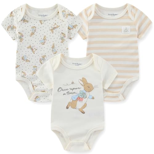 Peter Rabbit Baby Boys 3 Pack Bodysuit for Newborn and Infant