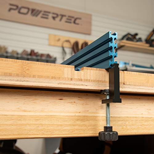 Image of POWERTEC 71438 T-Track Clamp Vice | Hold Down Clamps for T-Tracks Accepting 1 /4 Inch hex head Bolts - 2 Pack