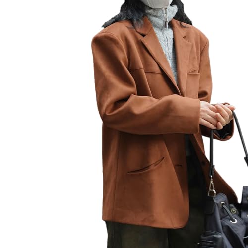 Women's Faux Suede Blazer Jacket 2024 Fall Winter Oversized Old Money Coat2