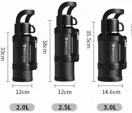85oz (2.5L) Stainless Steel Vacuum Insulated Thermos, Large Insulated Travel Water Jug & Coffee Thermoses with Handle and Cup for Hiking, Fishing (85, Fluid Ounces) - Image 2