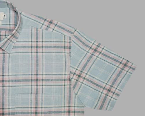 Image of GHPC 100% Cotton Checkered Half Sleeves Regular Fit Formal Shirt for Men