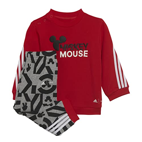 Image of Adidas Baby INF DY MM Jog Set, Top:Vivid red/White Bottom:Medium Grey Heather/Black, 1824