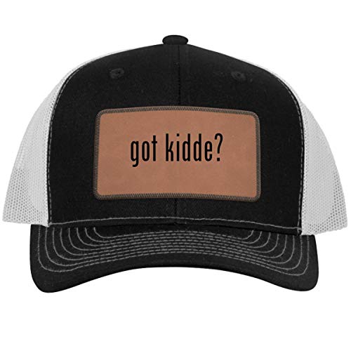 got Kidde? - Leather Dark Brown Patch Engraved Trucker Hat, Blackwhite, One Size